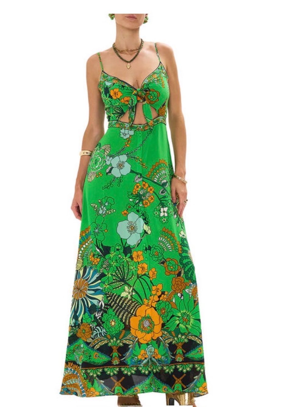 Camilla Green Floral Tie-Front Maxi Dress - Picture 3 of 5